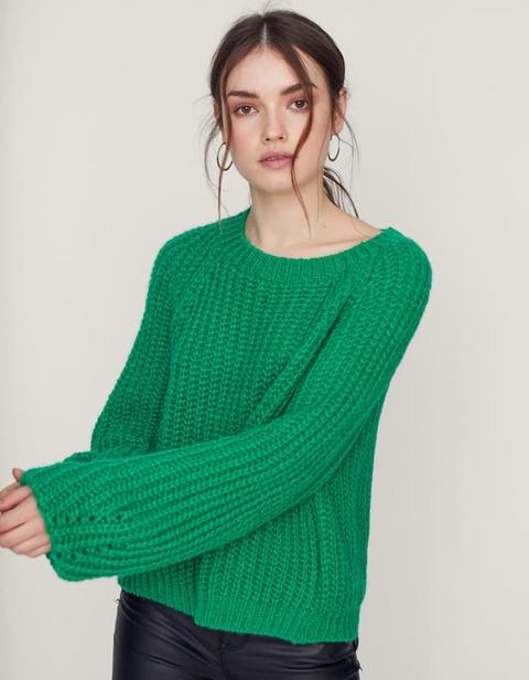 Pullover Collo Rotondo Verde Smeraldo