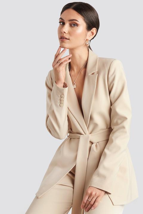 Tie Waist Blazer Beige