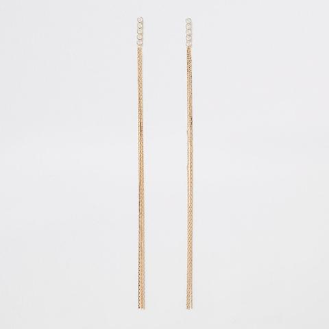 Gold Tone Slinky Link Chain Drop Earrings