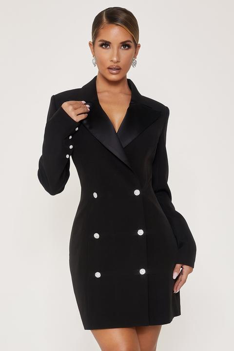 black double breasted blazer dress
