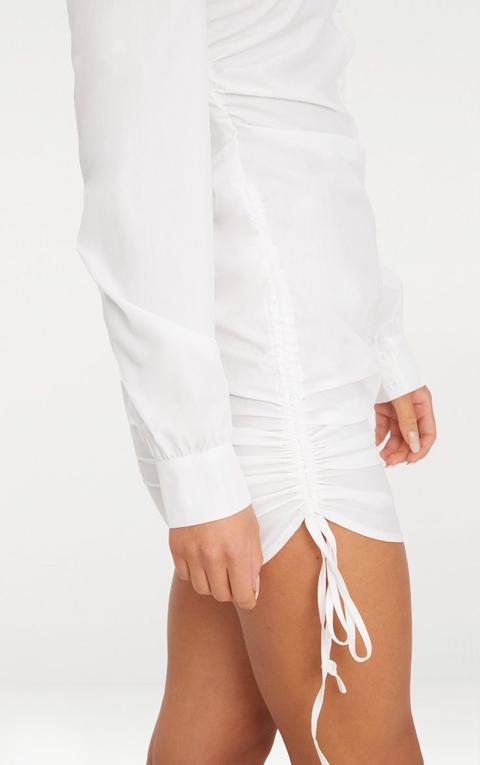 Ruched side hotsell fitted shirt dress