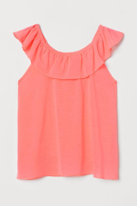 H & M - Top Con Volant - Rosa