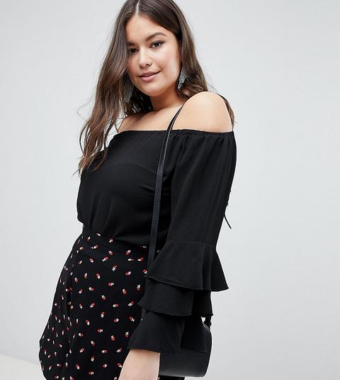 Top Con Escote Bardot Y Manga De Volantes De Ax Paris Plus