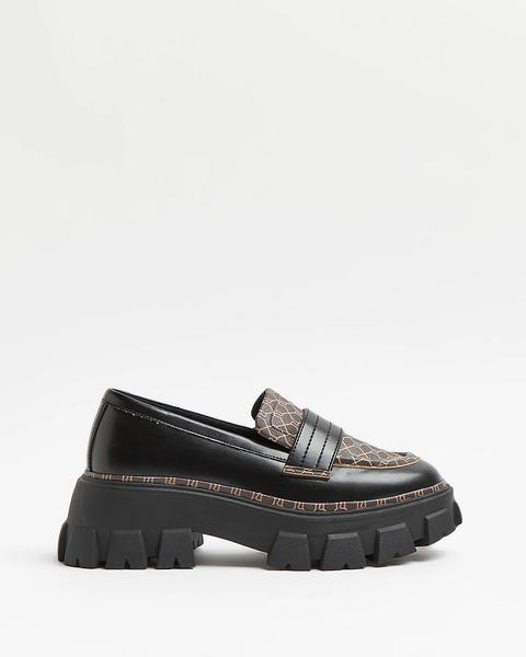 Black Ri Monogram Chunky Loafers