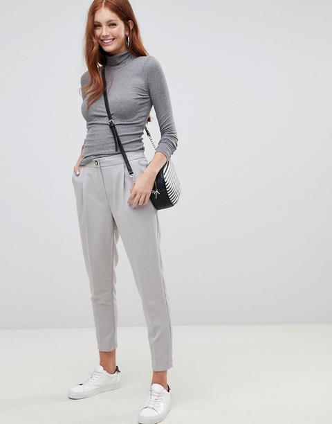 New Look Tapered Leg Pull On Trousers In Grey