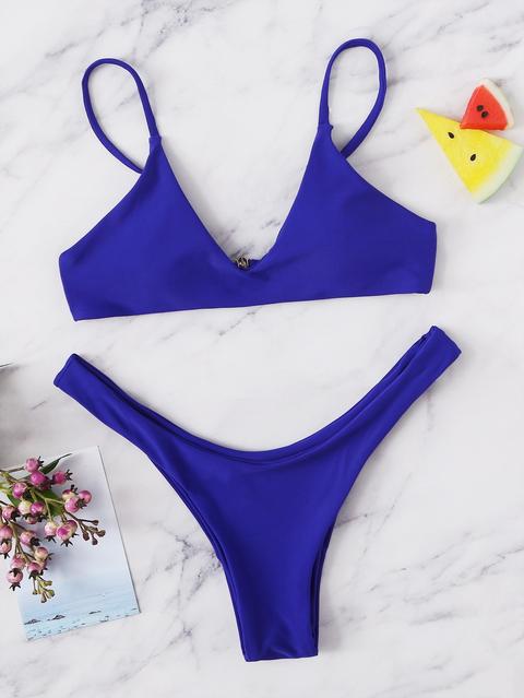 Bikini Set Mit Hohem Ausschnitt Und Top Mit Riemen
