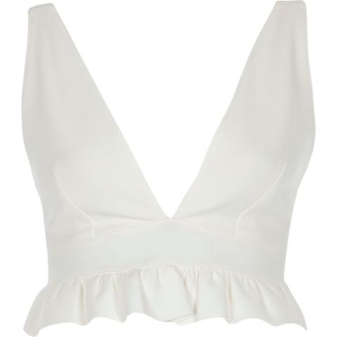 White Frill Hem Bralet