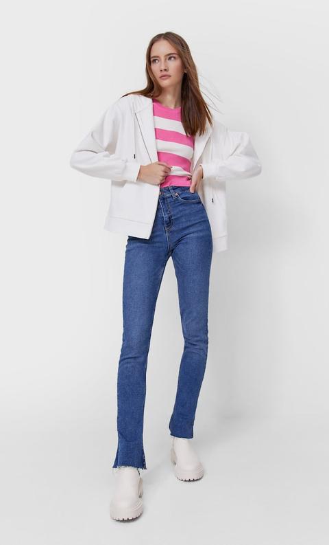 Stradivarius Top Dos Nageur En Maille Fushcia Foncé Xl