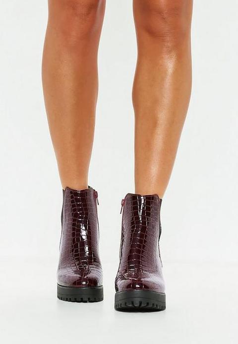 burgundy croc boots