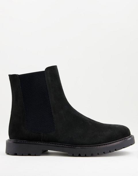 H By Hudson Chelsea Boots In Black Suede