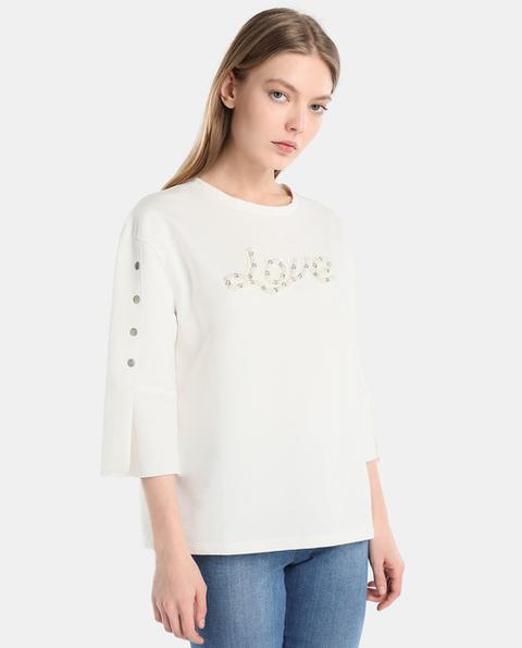 Camiseta De Mujer De Felpa Con Perlas