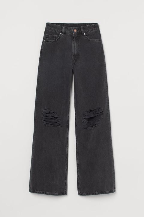 Wide High Jeans - Negro