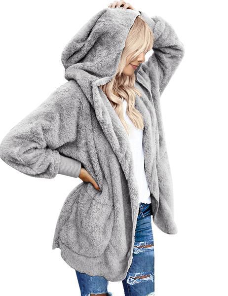 Lookbookstore Women's Oversized Open Front Hooded Draped Pockets Cardigan Coat