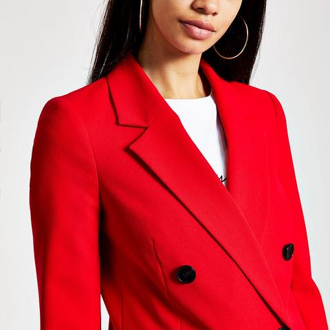 red boyfriend coat