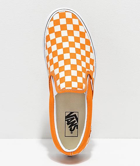 white and orange checkered vans