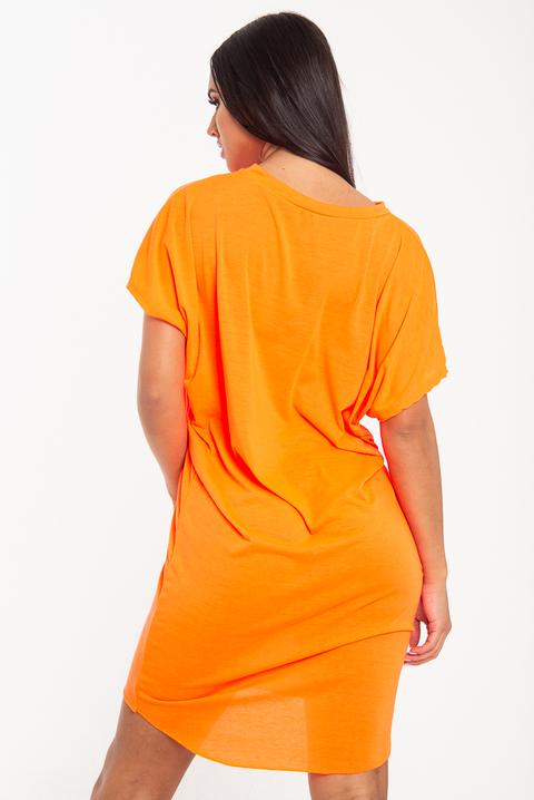 neon orange t shirt dress