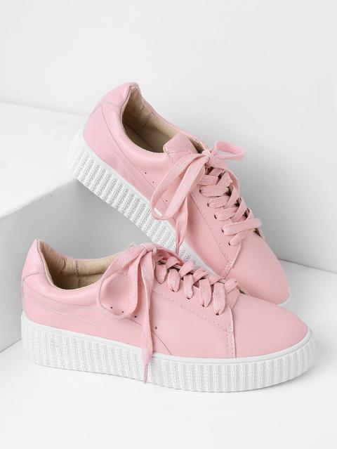 Lace Up Rubber Sole Low Top Sneakers