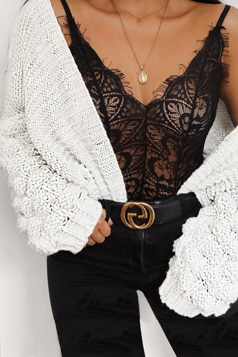 Cream Bubble Sleeve Knitted Cardigan