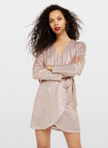 miss selfridge pink wrap dress