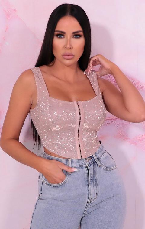 sparkly pink crop top