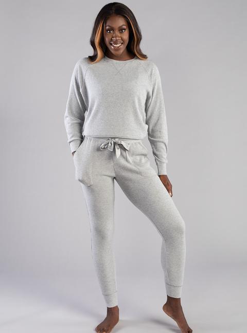 Boux Avenue Lillie Ribbed Lounge Jogger - Grey Mix - 06