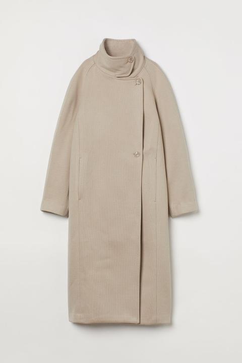 High-collared Coat - Brown