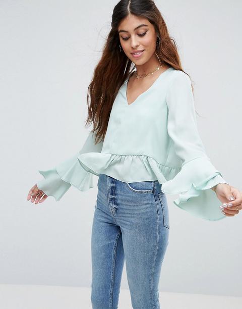 Blusa Con Volantes En Las Mangas De Asos