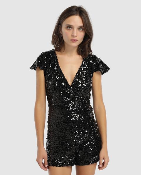 Easy Wear - Mono De Mujer Negro De Lentejuelas