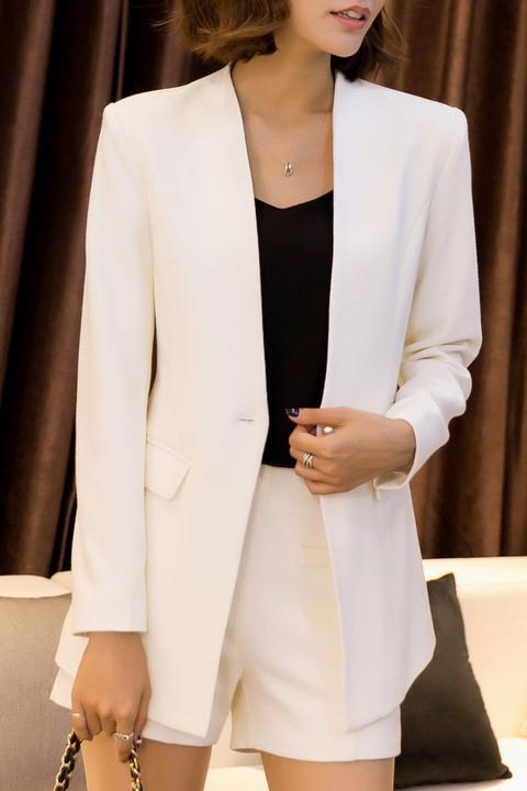 Blazer Lavora Con Mini Shorts White