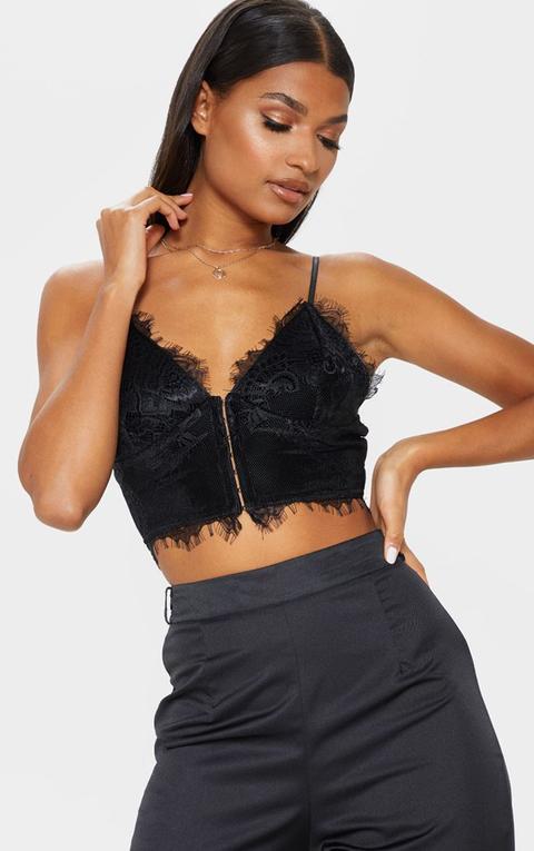 Hannah Black Eyelash Lace Corset Bralet