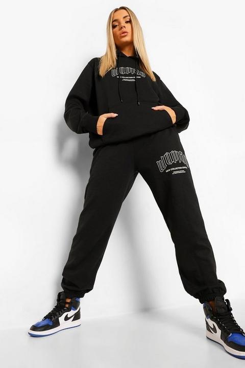 Womens Woman Graphic Oversized Tracksuit - Black - S, Black