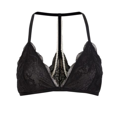 Black Pearl Trim Lace Bralet