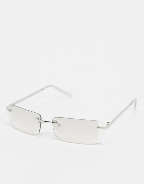 Asos Design Square Wrap Sunglasses With Frosted Sides-clear