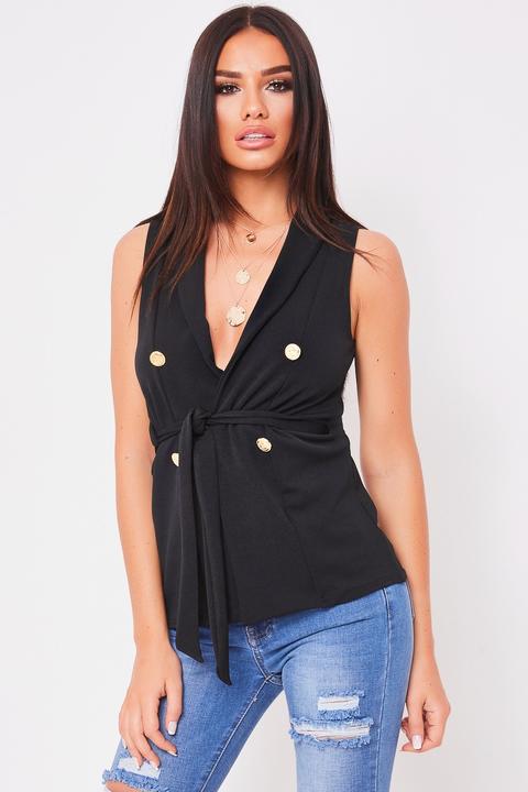 Mila Black Button Detail Blazer