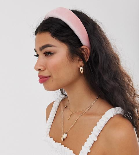 Diadema Acolchada En Terciopelo Rosa De Designb London