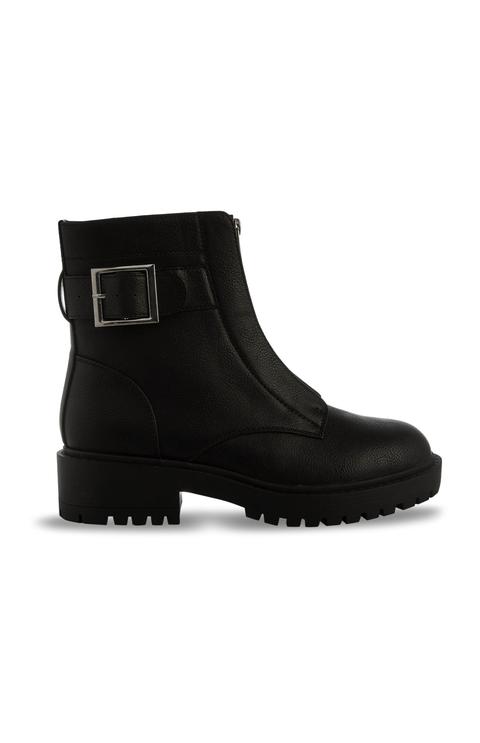 Black Vegan Faux Leather Chunky Chelsea Boot