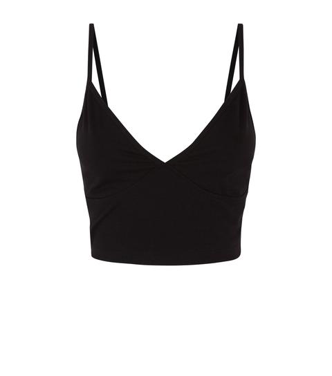 Black V Neck Bralette New Look