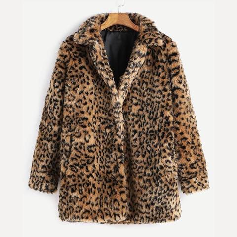 Cappotto Di Pelliccia Sintetica Bottone - Leopardo