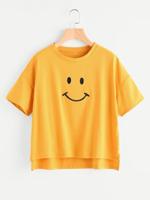 Dip Hem Smile Print Tee