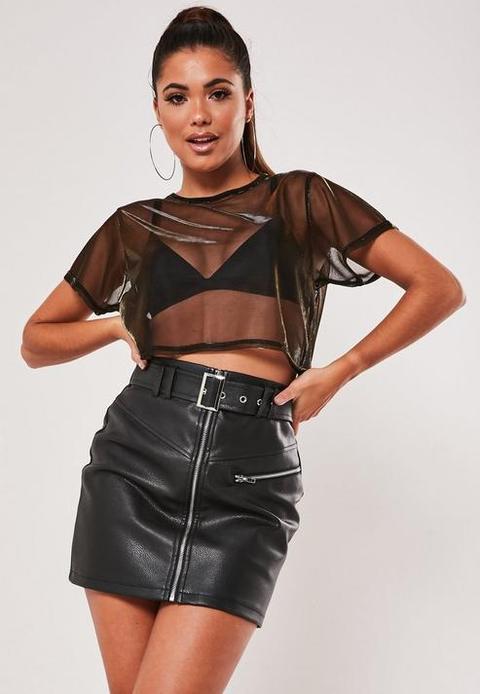 metallic mesh crop top