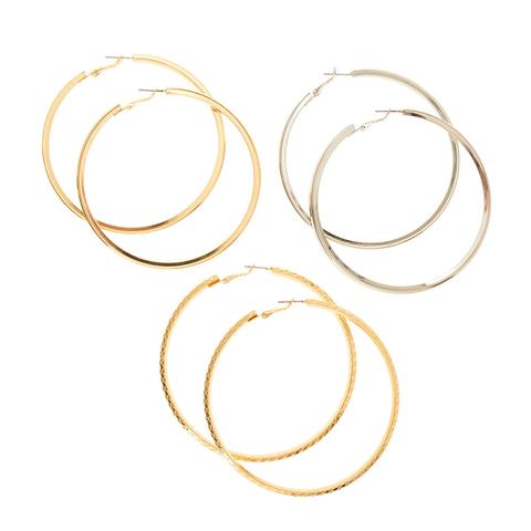 3 Pack Large Gold & Silver Hoop Earrings