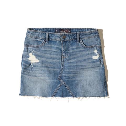 low rise mini jean skirt
