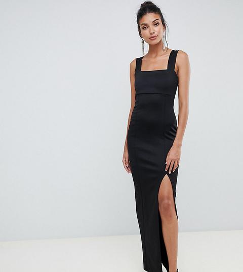 square neck maxi dress with thigh split