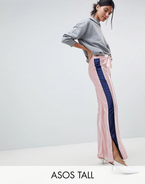 Asos Tall - Pantaloni Della Tuta A Zampa Con Profili Laterali - Rosa