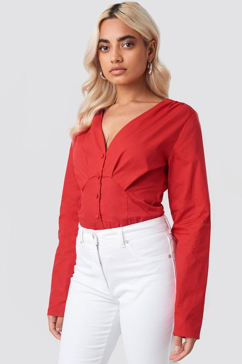 Na-kd Trend Long Sleeve Buttoned Blouse - Red