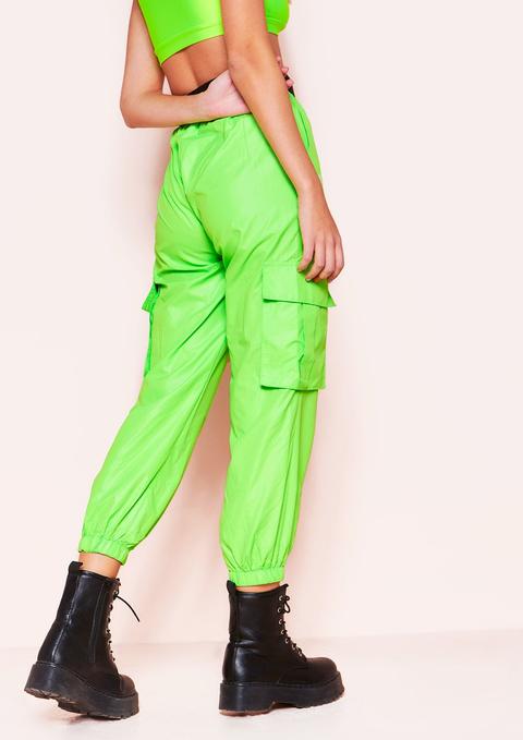 black and neon green cargo pants