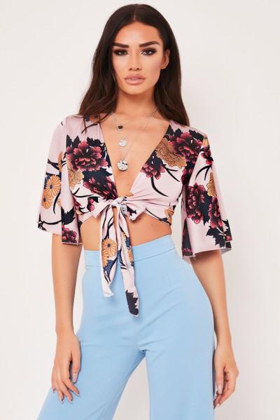 Freya Pink Tie Front Floral Top