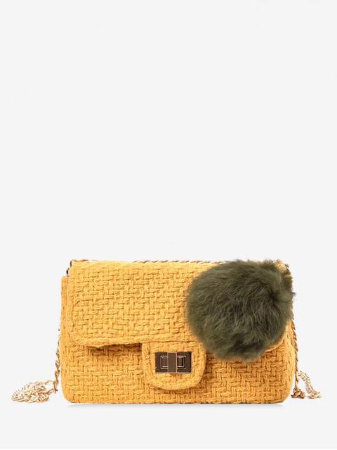 Bolso Crossbody De Cadena Con Pompom