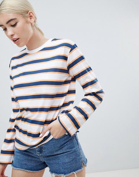 Asos Design Long Sleeve T-shirt In Retro Stripe