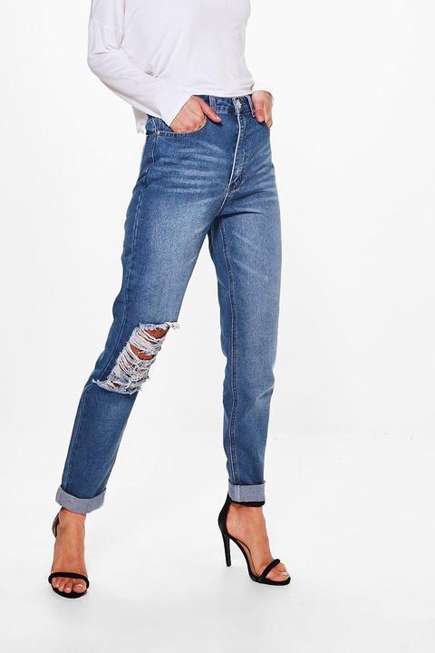 Tall Helene Ripped Knee Mom Jean